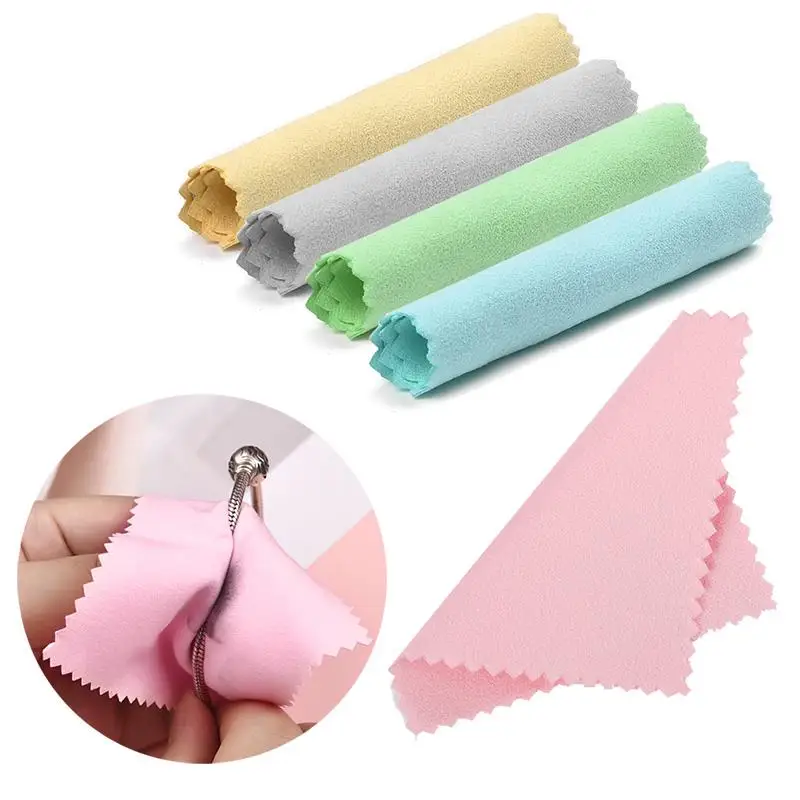 10pcs/Pack Polish Cleaning Polishing Cloth Buckskin Velvet Clean Wipe Wiping Cloth For Silver Gold Jewelry Tools Brighten Cloth