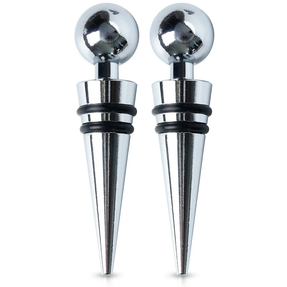 Wijnstopper van staal, 9 cm, 2 stuks.