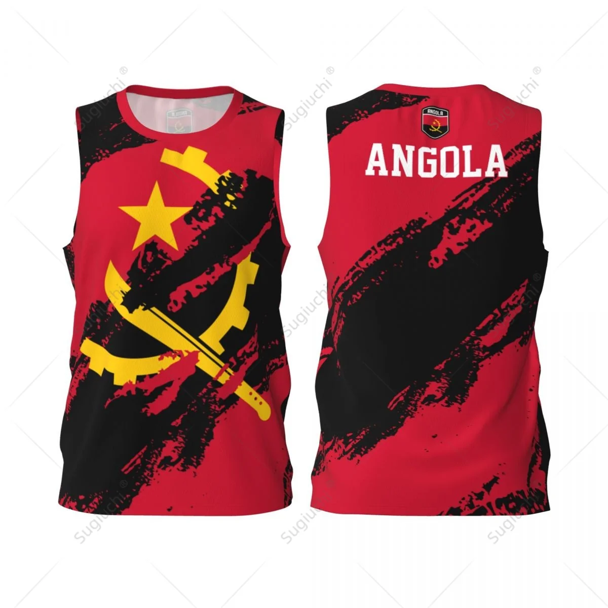 Men Basketball Sports Angola Flag Running Fitness Multifunction Jersey Sleeveless shirt Custom Name Nunber Exclusive
