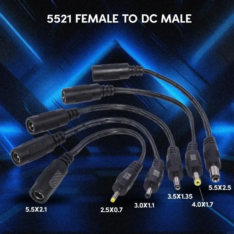 1X адаптер кабеля питания постоянного тока «папа-мама» 5,5 x 2,1 «мама» на 5,5x2,5 мм 3,0x1,1 мм 2,5x0,7 мм 3,5x1,35 мм 4,0x1,7 мм разъем «папа»