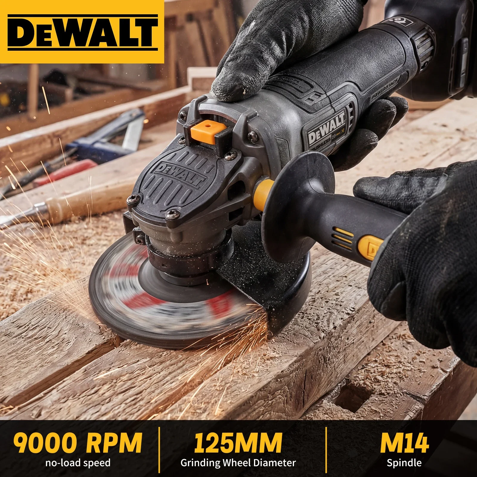 DEWALT McLaren Edition DCG406 18V 6.0Ah 125mm Angle Grinder M14 9000RPM 680W Electronic Brake for Construction DIY Industry