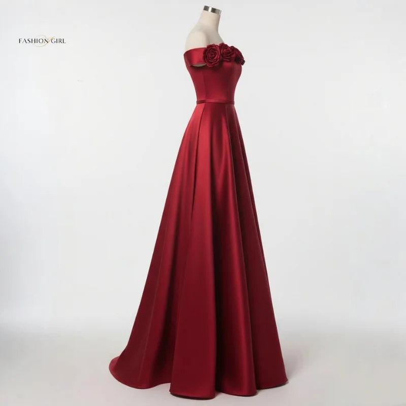 Customized Red Cocktail Dress 2025 One Shoulder Three Dimensional Flower Wedding Guest Dress Sexy Satin Elegant Split Ball Dress