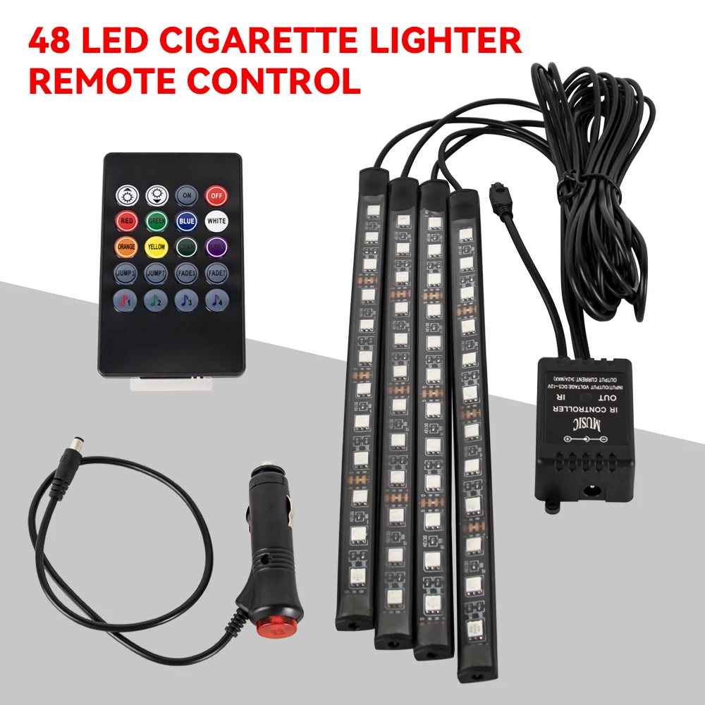 Neon 36 48 72 LED Auto-interieur Omgevingsvoetlicht Draadloze afstandsbediening Muziek APP Controle Auto RGB Sfeer Decoratieve lamp