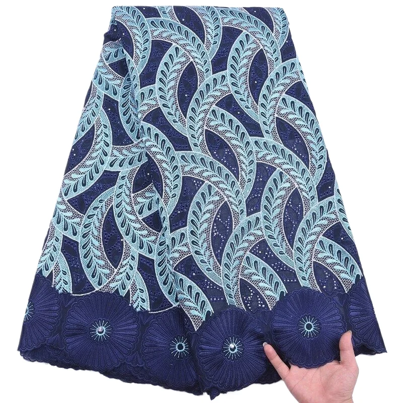 Tessuto di pizzo di cotone nigeriano vendita di liquidazione 5 yarde tessuto africano di pizzo Voile svizzero 2024 di alta qualità per abito da festa francese cucire