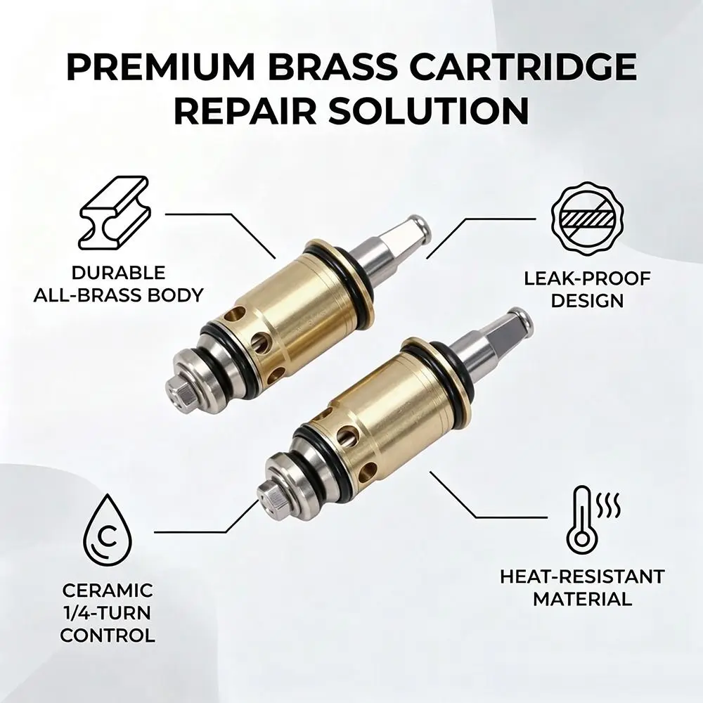 2pcs set Ceramic Faucet Cartridge Hot Cold Water Quaturn Compression Quarter Turn Cartridge Brass Material