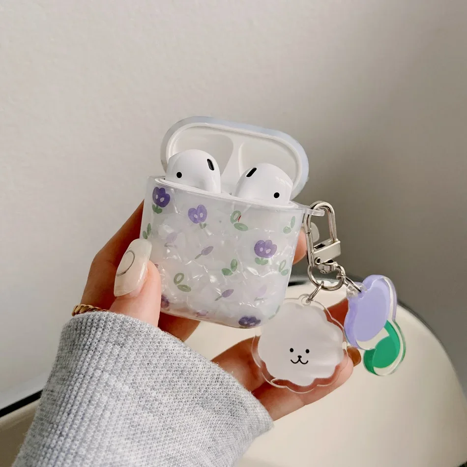 Airpodsためプロ/airpod 3/airpods 2ケースかわいい韓国クマの花チューリップペンダントヘッドホンケース空気ポッド3シリコーンイヤホンカバー