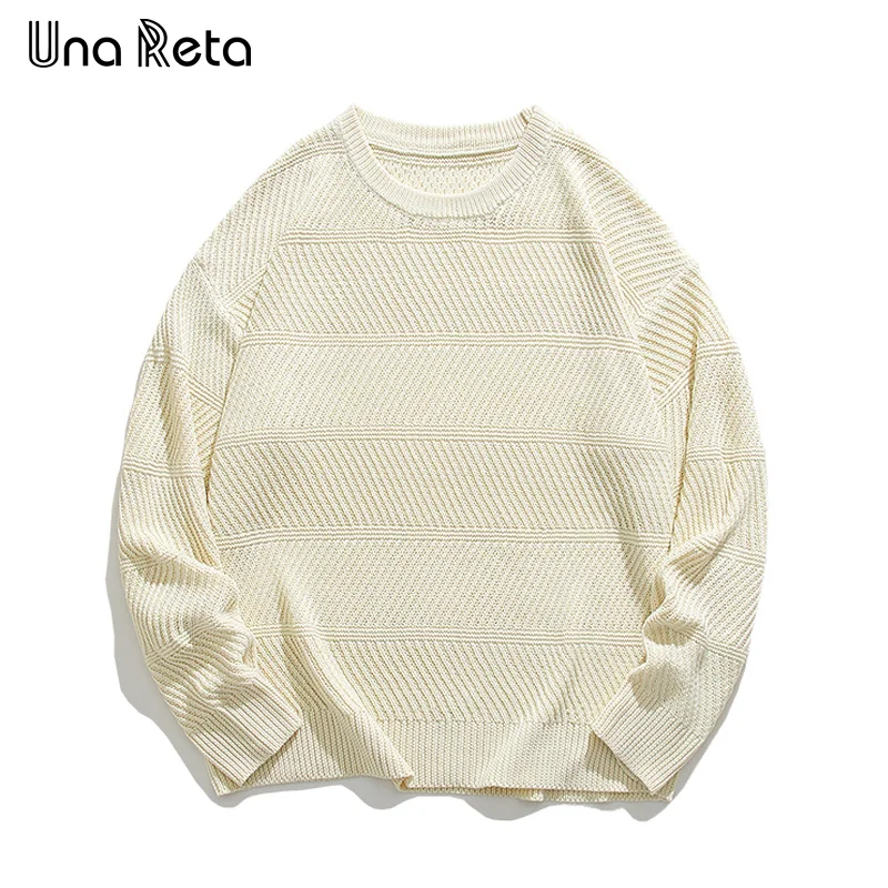 

Una Reta Autumn Winter Men's Sweater Streetwear Solid color Knitted Pullover Casual Tops Warm Loose Couple Sweaters