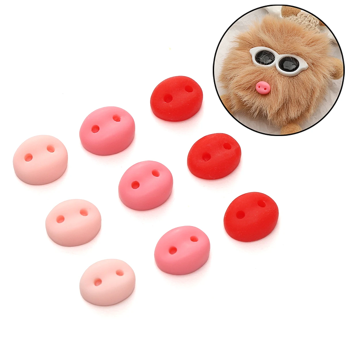 20pcs 9x8mm Pink Red Double Hole Acrylic Cute Pig Nose For Doll Making Stuffed Toys Animal Scrapbooking Puppet Craft Accessories