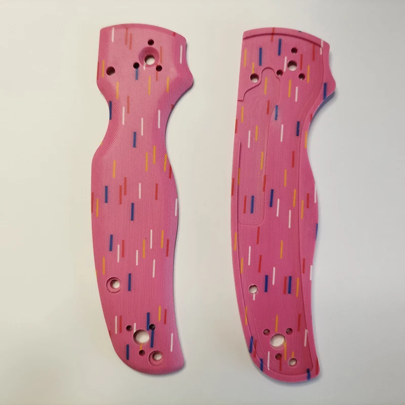 Pink Doughnut Pattern Custom G10 Made Knife Handle Scales for Genuine Spyderco C229 Knives Grip DIY Make Accessories Part Patch