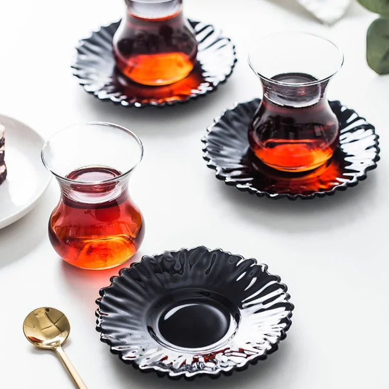 Water Cup and Saucer Set Turkish Black Tea Cup Shot Glass Wine Drinking Glasses Coffee Cups for Cocktails Cocktail Whiskey