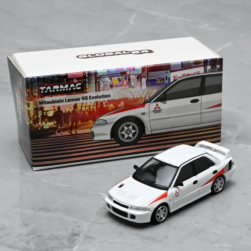 Modèle de voiture en alliage Mitsubishi EVO White Lancer RS Evolution, échelle 1:64, de la marque Diecast Tarmac Works