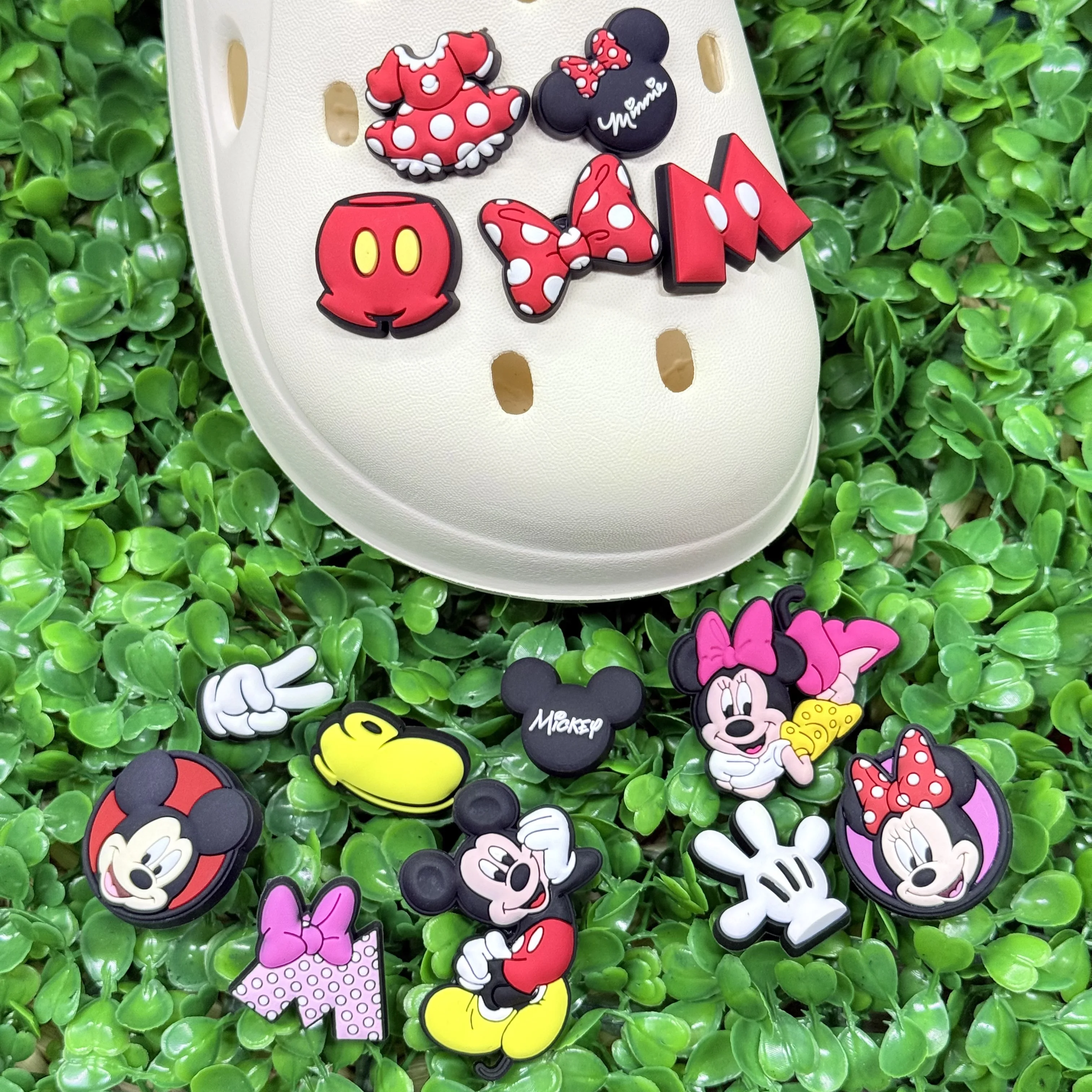 

8/14PCS Cartoon Miniso Disney Mickey Minnie PVC Shoes Charms DIY Garden Shoes Clog Aceessories Fit Boys Girls Decoration Gift