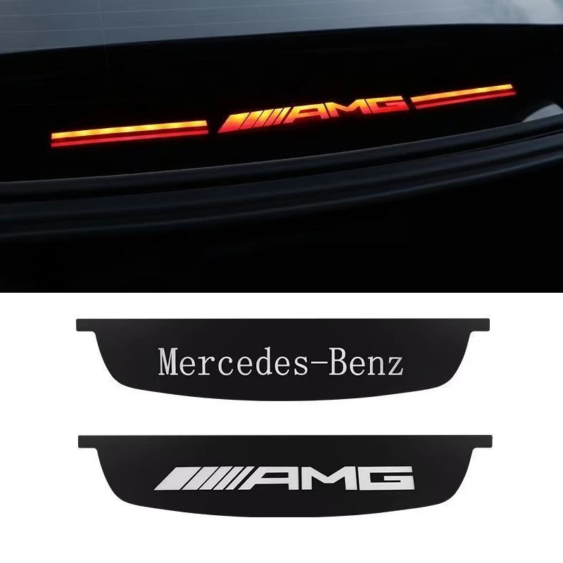 1pcs PVC Car Logo Brake Light Projection Board Sticker Emblem Accessories For Mercedes Benz AMG A C E Class A200 E300 C260