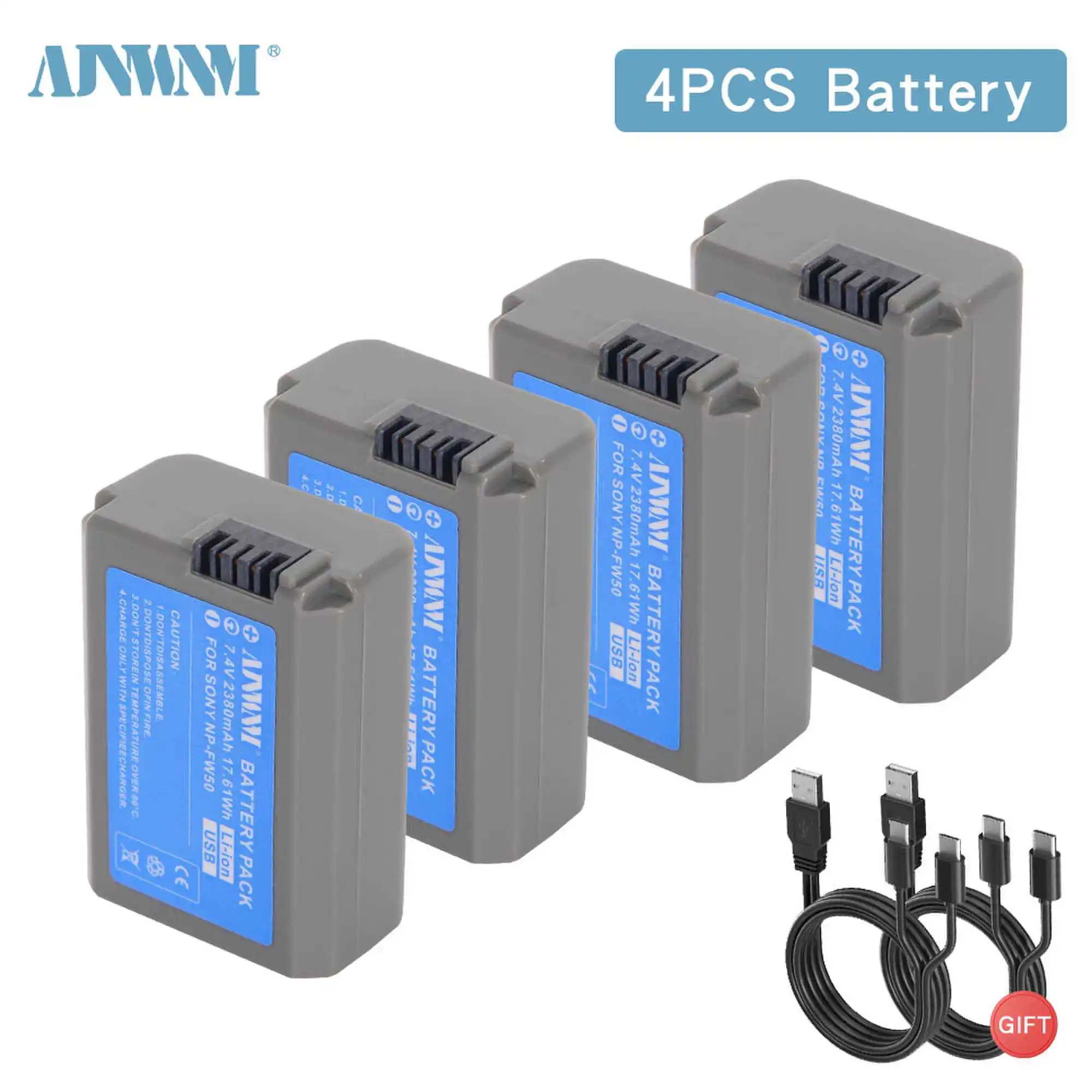 

New Upgrade 2380mAh NP-FW50 NPFW50 Battery For Sony ZV-E10, Alpha A6400 A6000 A6300 A6500 A5100 A7 A7II A7RII A7SII A7S A7S2 A7R