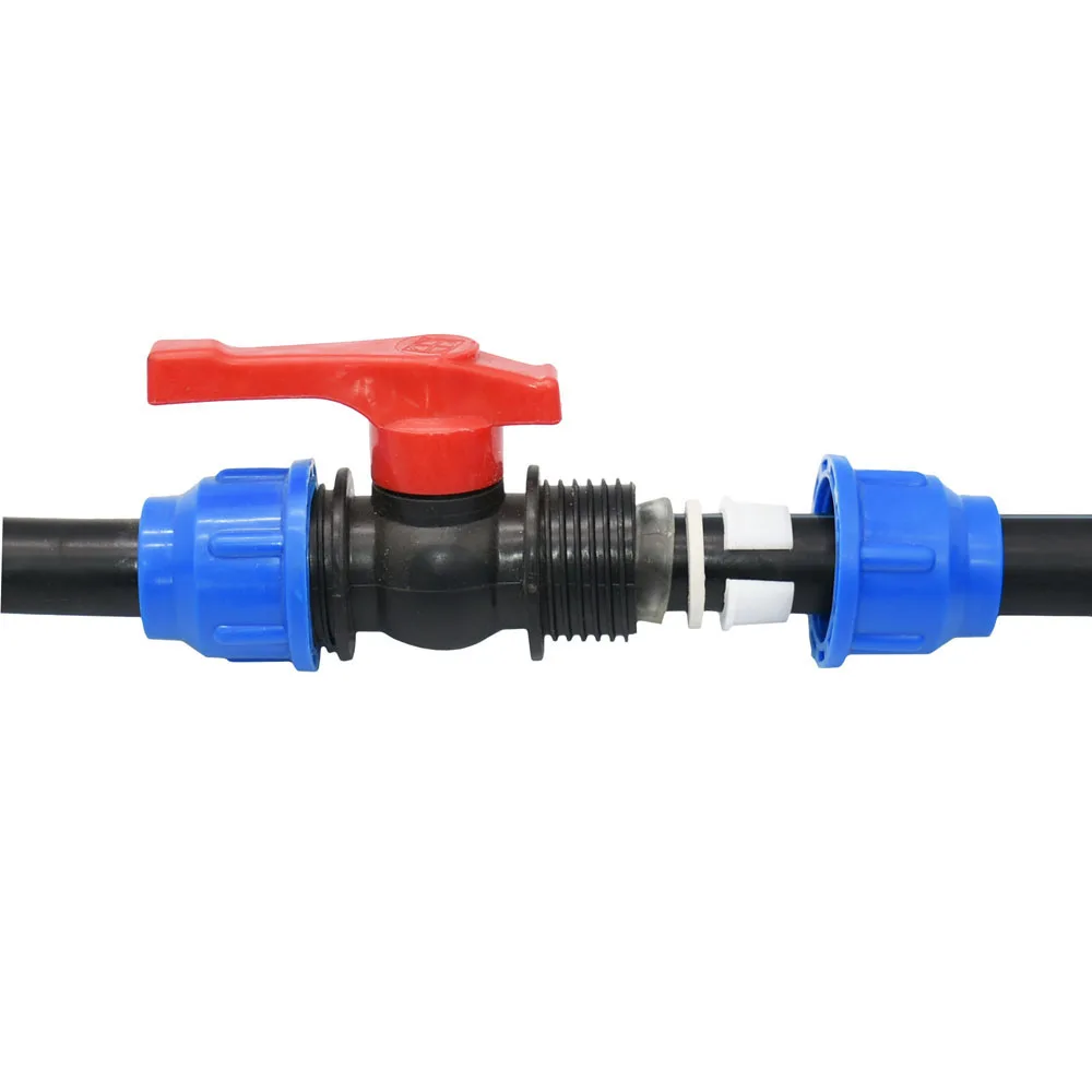 20/25/32/40/50/63mm Plastic PE Tube Tap Water Connector Tee Splitter Quick Valve Coupler Elbow End plug Irrigation Fittings