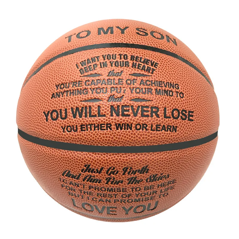 To My Son Daughter From Dad Mom Engraved Basketball Gifts for Son with To My Son Words Basketabll Standard Size 7 PU Leather