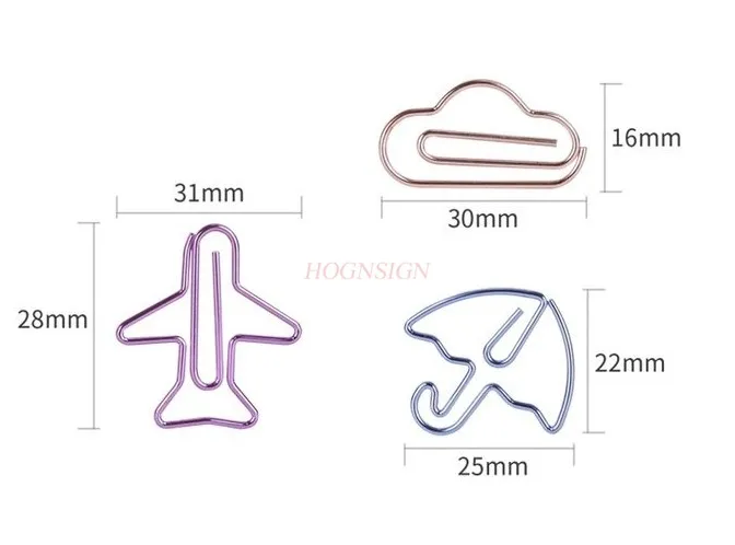 12pcs Cute Paper Clips Cartoon Colorful Metal Paper Clips Small Fresh Student Bookmarks Stationery