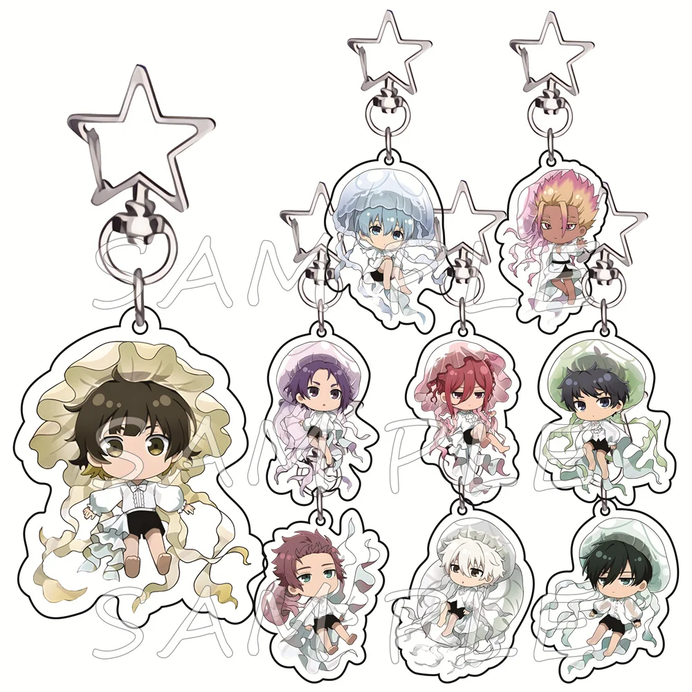 BLUE LOCK 6cm Acrylic Keychains Jellyfish Marine Star Hook Chibi Anime Merch Bag Charms Car Key Pendant Cosplay Fan Gift