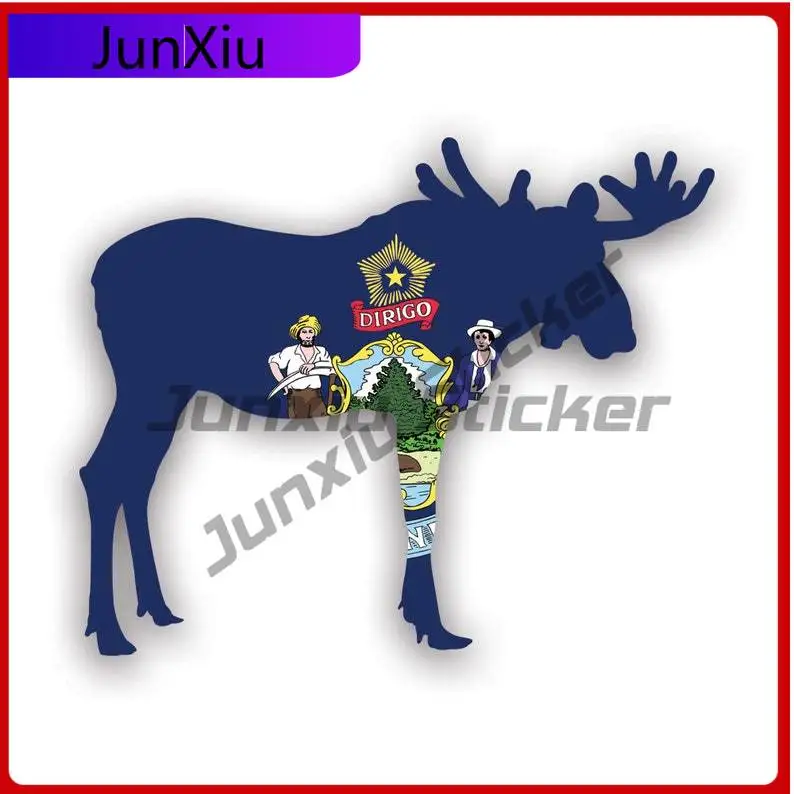 

Maine Moose Shaped Flag Sticker Uv Protected Decals Me Elk Deer Antlers Archery Hunter Hunting Outdoors Explore State Flag
