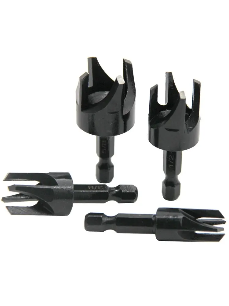 8pc Hexagonal Handle Black Cork Drill Bit Circular Rod Drill Bit Tool Cork Cutting Tool DIY Electric Tool Accessories