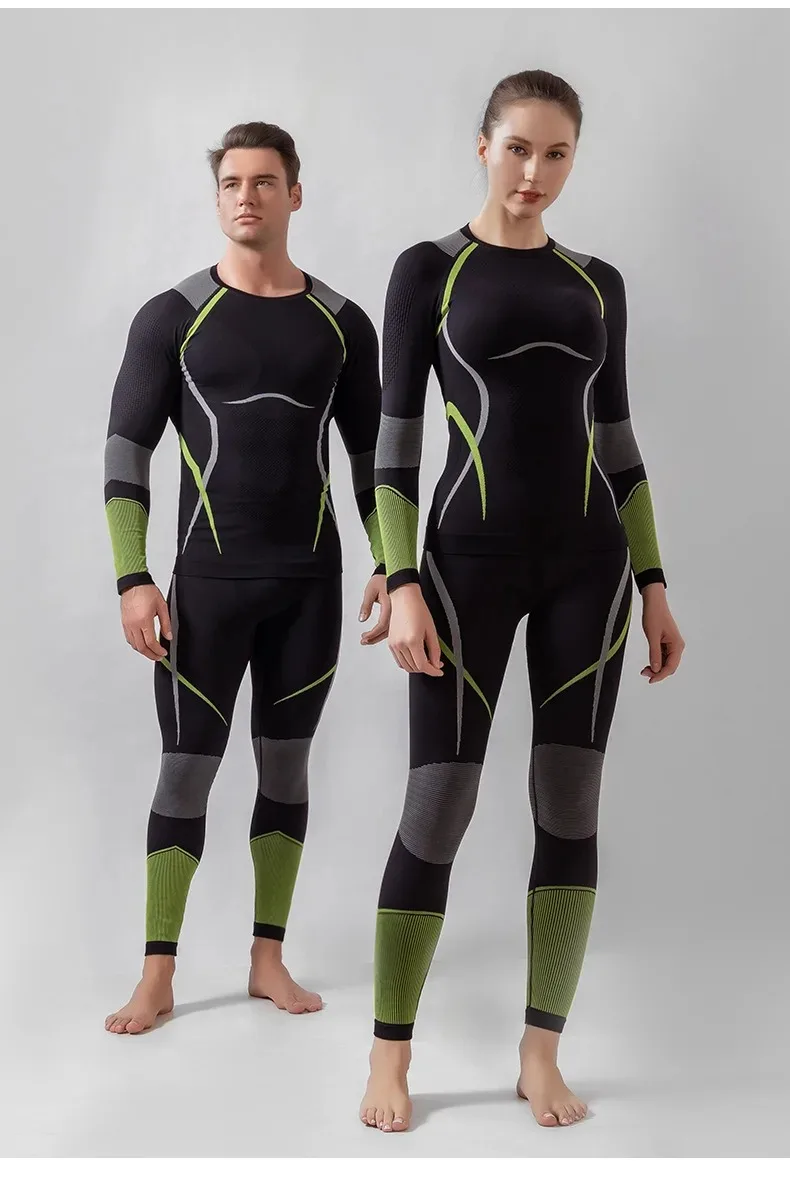 

Зимние лыжные комплекты термобелья для женщин и мужчин, впитывающий пот дышащий быстросохнущий спортивный костюм, лыжный термодлинный костюм, брендовый