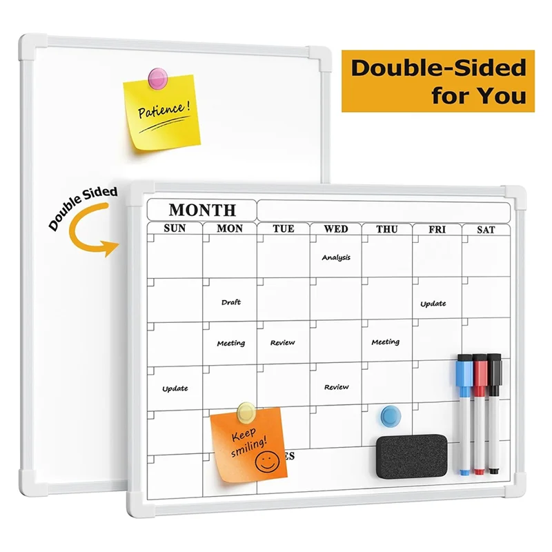 

AT82-16" X 12" Small Dry Erase Board With Plastic Frame, For Wall Mountable Monthly Whiteboard Calendar And Hanging Design
