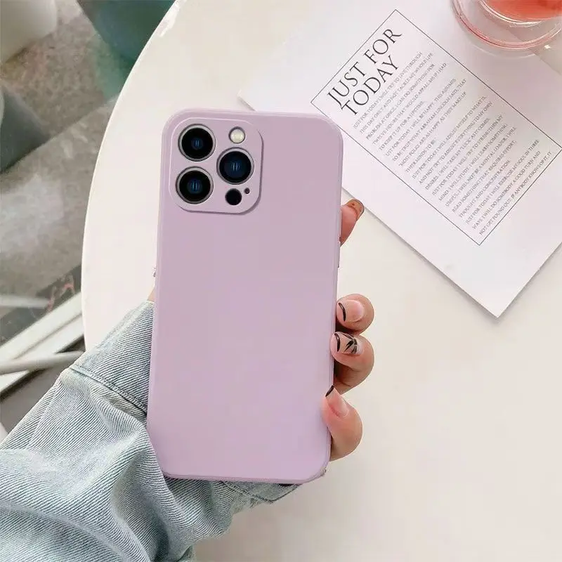 Flüssige Silikon-Handyhülle für iPhone 11 12 13 14 15 16 Pro Max 13 Mini 14 Plus 16e reine Farbe matte stoßfeste Rückseite – Detail 5