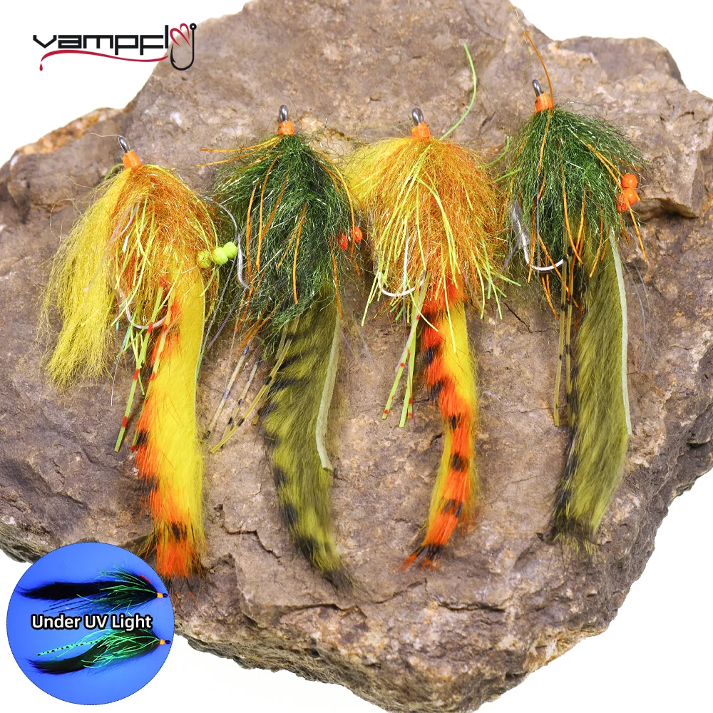 Vampfly 2 قطعة # 2/0 قماش القنب الأرنب يطير أرنب قطاع Zonker غاسل يطير الشائكة الفولاذ المقاوم للصدأ هوك باس بايك Steelhead الصيد إغراء