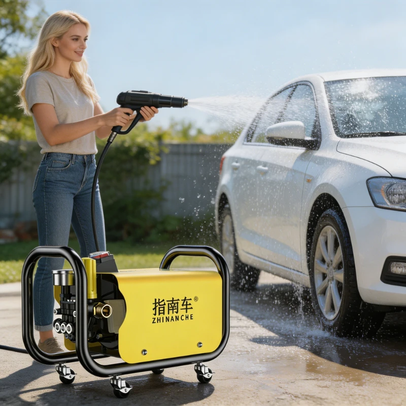 220V 200Bar Powerful Portable High Pressure Washer Household Car Wash Machine with Spray Gun Foam Cannon for Outdoor Cleaning