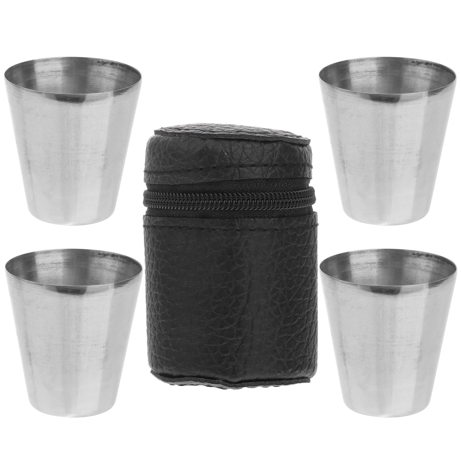 4 Pcs Camping Drinking Vessel Steel Cup Glass Whiskey Metal Coffee Mug Travel