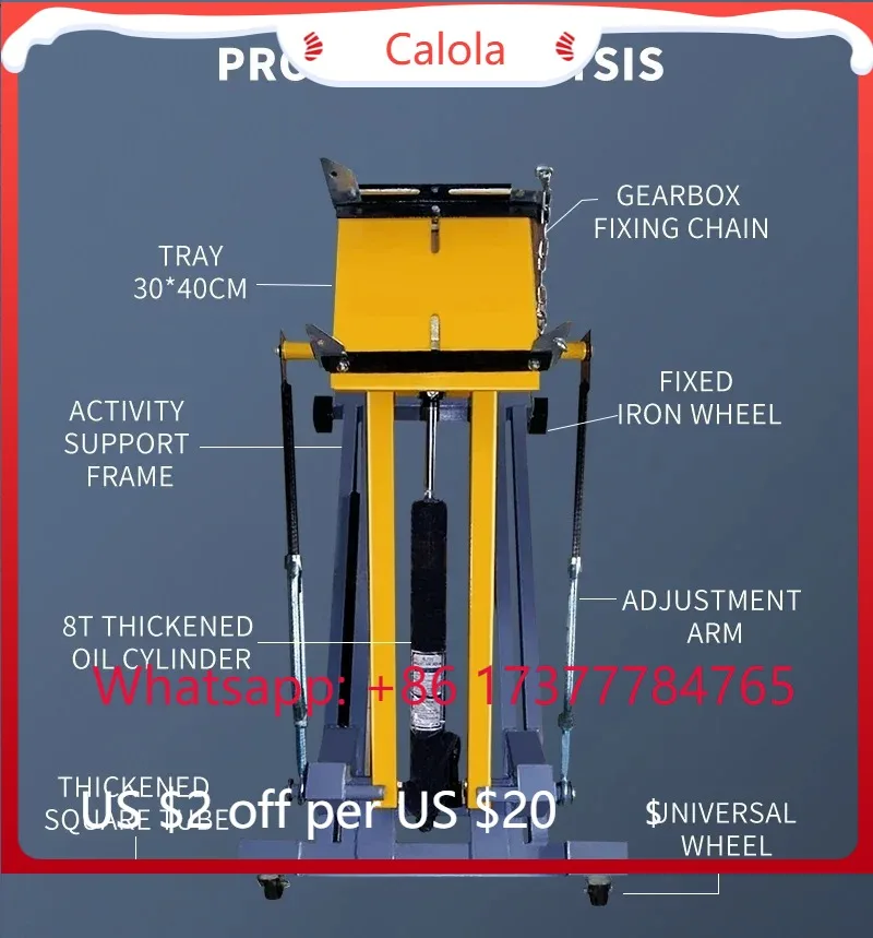2 Ton Low Profile Transmission Jack with Wheels Heavy Gearbox Repair Floor Jack