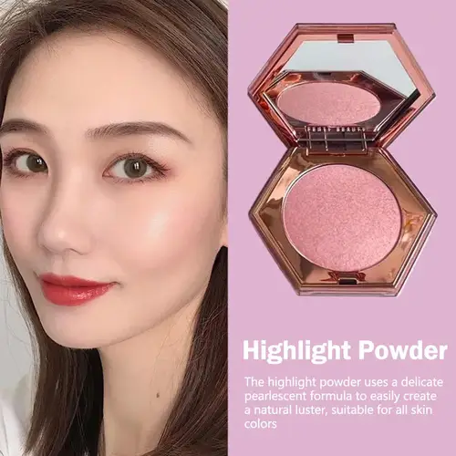 Imagen 2 del producto Polvo para resaltar, paleta resaltadora de cara, brillo de perla rosa, polvo liso horneado, resaltador de cara, polvo de brillo suave para contorno