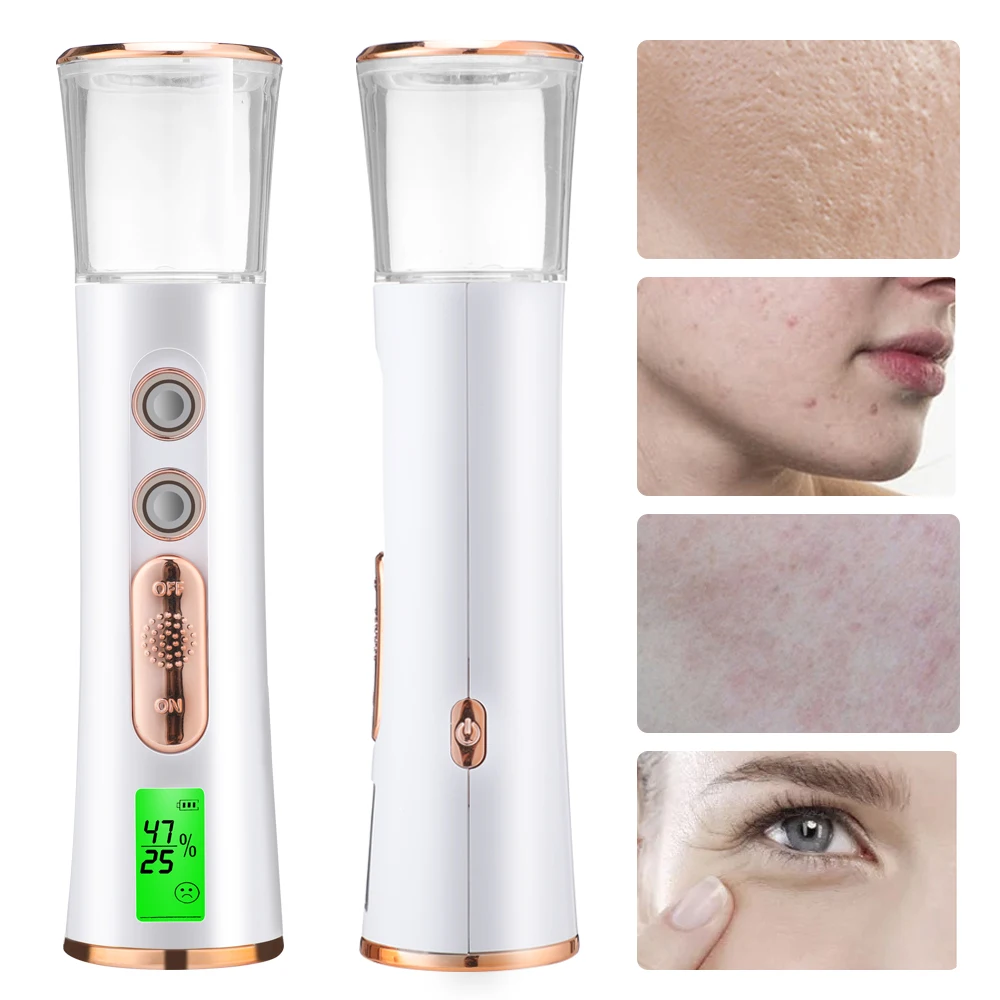 Vaporizador Facial de doble cabezal, pulverizador de niebla Nano, Humidificador hidratante de belleza, prueba de piel, cuidado LED