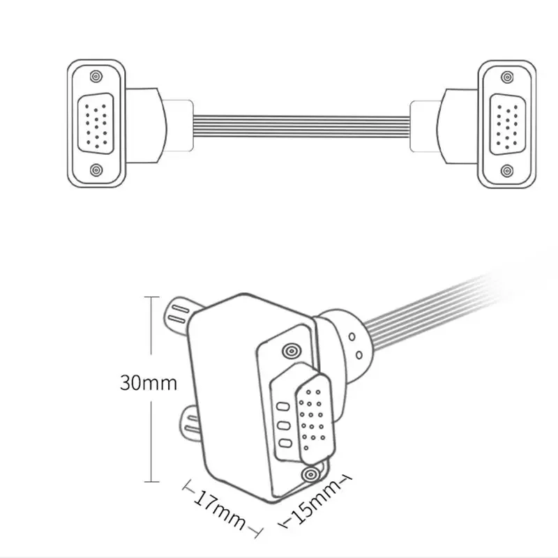 (200 шт./лот) Кабели VGA-VGA Cabo 15pin 3+6 Down To Down 1,5 м 3 м 5 м 10 м Конструкция локтя под углом 90 градусов, настройка заказа