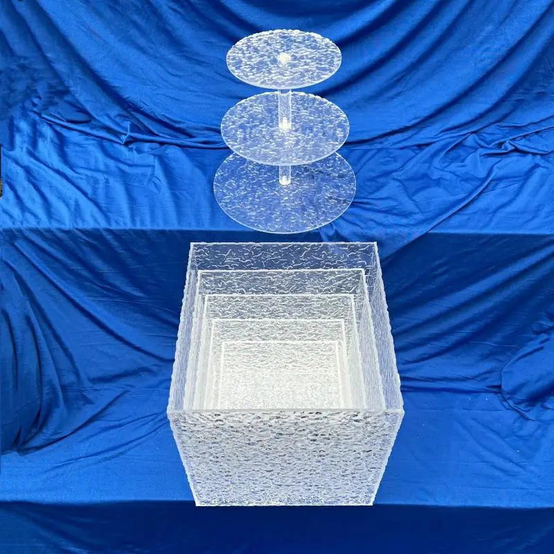 

Acrylic Buffet Riser Food Drink Candy Snack Display Stands Stackable Table Dessert Cake Party Buffet Display Decorating Box 6PC