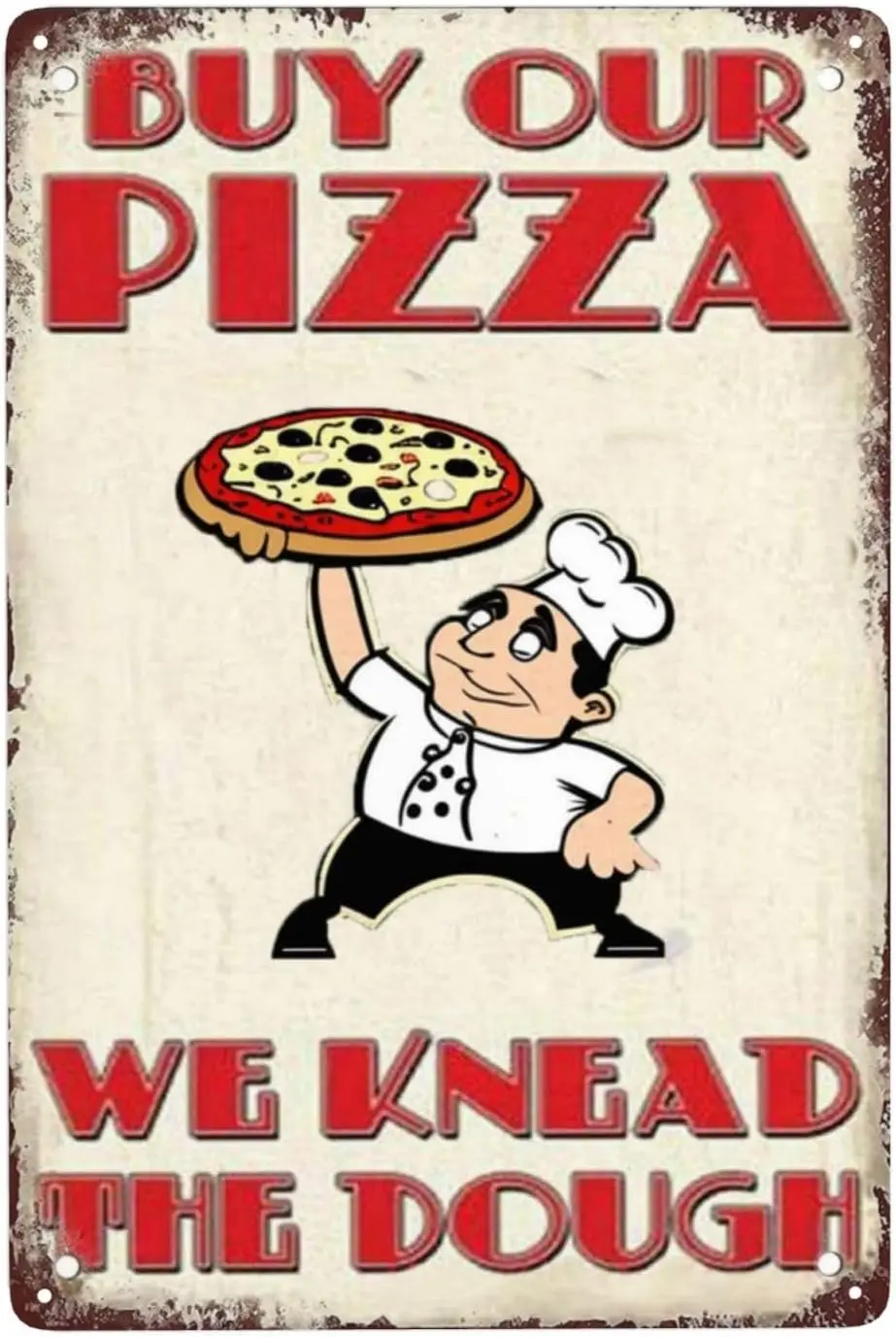 1p,Pizza Chef Metal Tin Sign in - Retro Kitchen Wall Art for Gourmet Lovers, Funny 