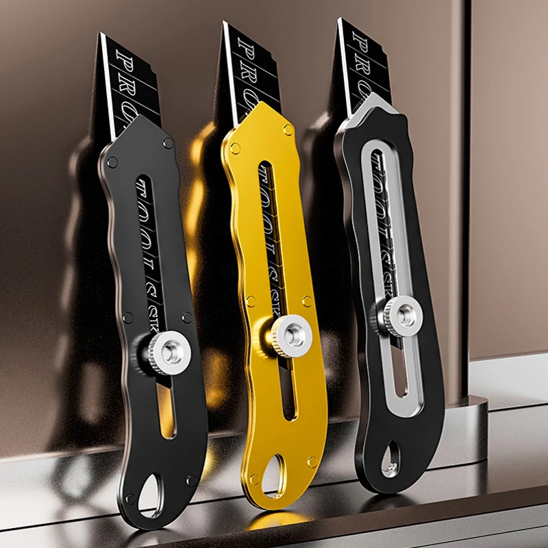 1pcs Metal Utility Knife 10pcs 18mm Blades Pocket Knife Cutting Paper Demolition Express Knife Multifunctional Art Knife HY-180