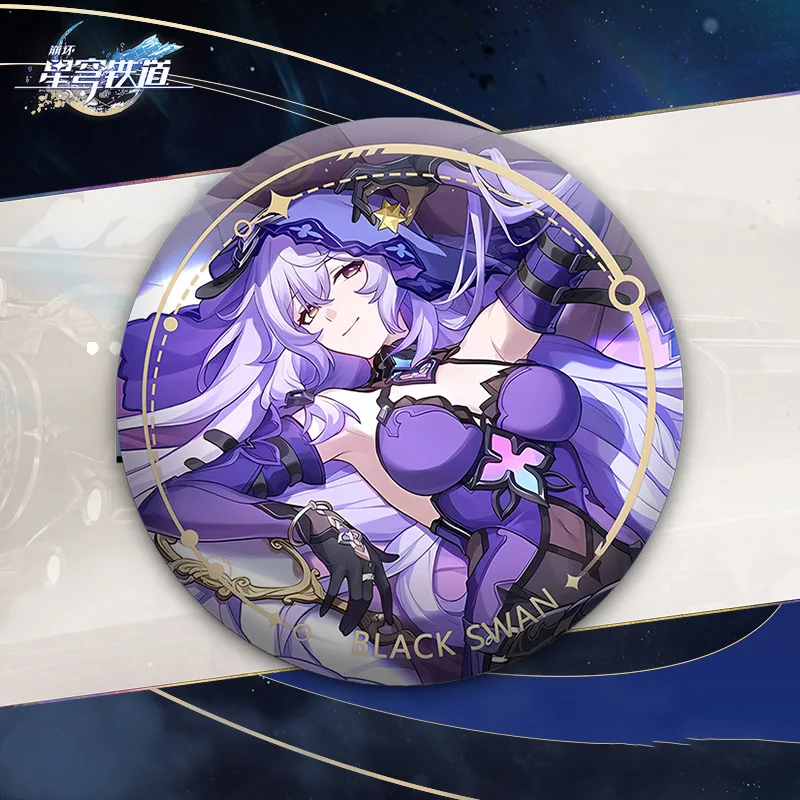 Game Honkai Star Rail Figure Badge March 7th Himeko Seele Jing Yuan Round Brooch Clothing Bag Lapel Pin Souvenir Soft Button Pin