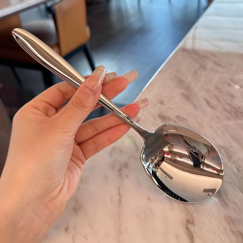 1/5PCS Dikker Keuken Diner Schotel Soep Rijst Westers Restaurant Bar Openbare Lepel Grote Rvs Ronde kop Buffet Serveren