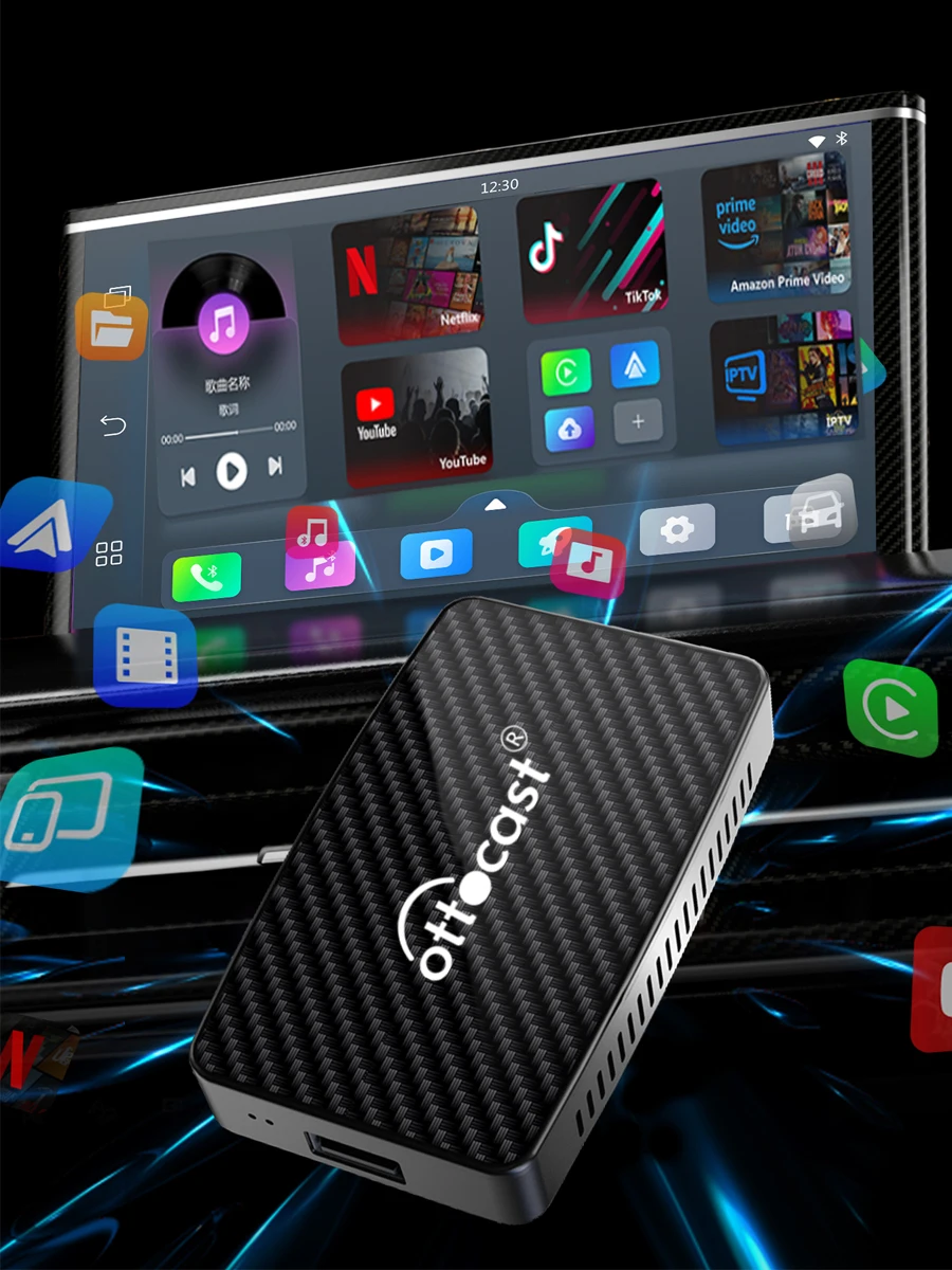 OTTOCAST Play2Video Pro Ai Box Draadloze CarPlay Android Auto Adapter Ingebouwde Netflix YouTube IPTV Video Box voor 98% auto's - afbeelding 2