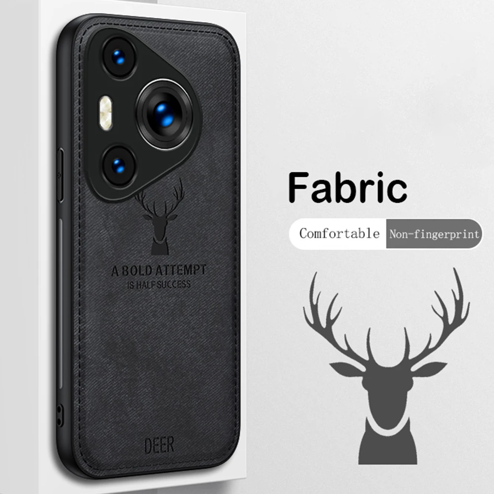 Fabric Case for Huawei Pura 70 Pro Cover Deer Matte Cloth Silicone Protection Cute Phone Cover Pura70Pro HBN-AL00 ADY-AL00 Coque