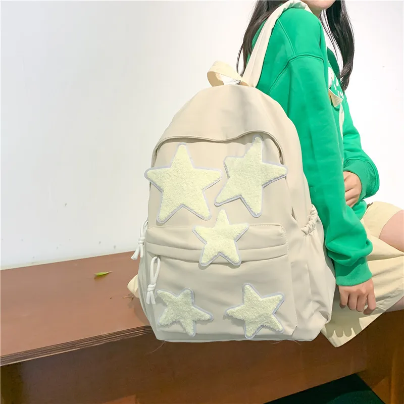 Women Backpack Large Capacity Nylon Casual Star Kawaii Back Pack Student Shoulder Bag Travel School Bags for Girls Bookbags