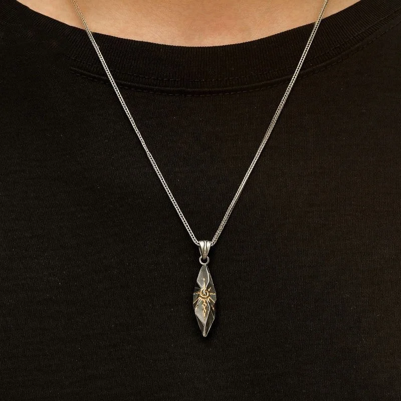 Vintage Stainless Steel Wishing Stone Necklace For Men Unisex Personalized Trendy Meteorite Pendant Necklace Party Jewelry Gifts