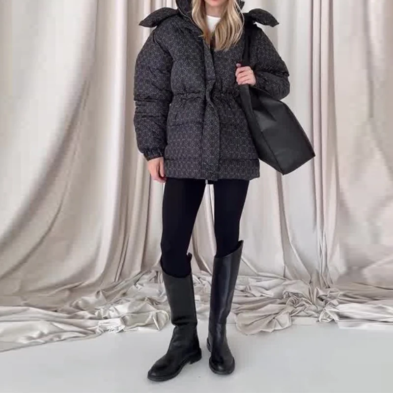 ملابس نسائية جديدة لخريف 2025 مطبوعة ملابس قطنية متوسطة وطويلة دافئة ومريحة #1