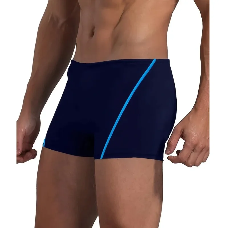 

New solid color bar-type flat-angle men's swimming beach pants slim-fitting and anti-light spot E9J57