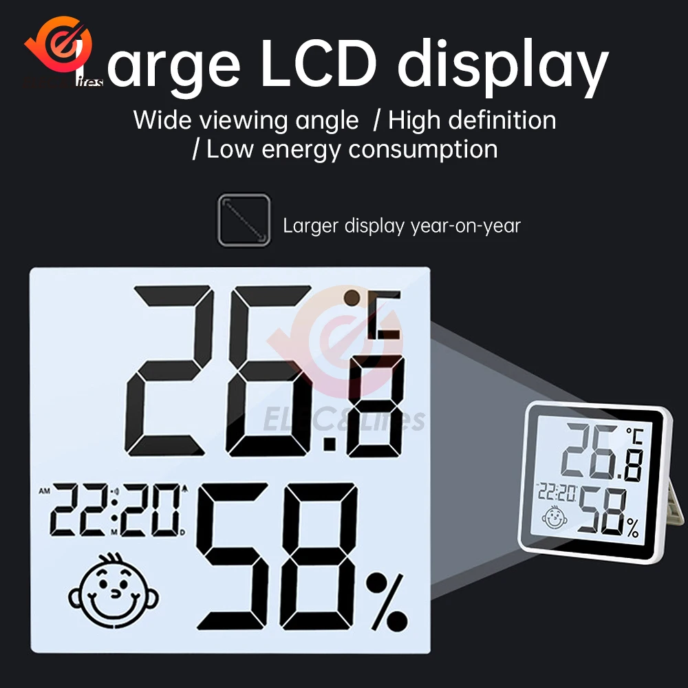 LCD Digital Clock Hygrothermograph Indoor Thermometer Hygrometer Home Office Desktop Table Monitor Temperature Humidity Meter