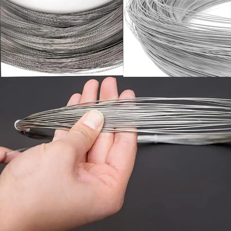 100M~1M 304 Stainless Steel Soft Steel Wire Diameter 0.02/0.08/0.2/1/1.5/2.5/3mm Single Strand Lashing Soft Iron Wire Rustproof