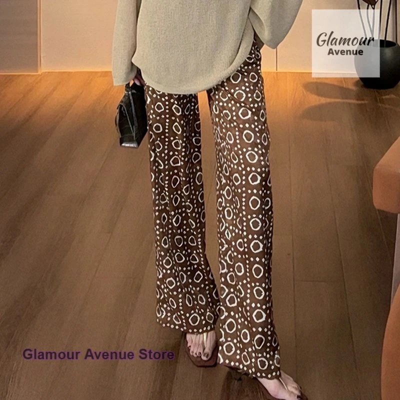 

Korean temperament color ice silk wide-leg pants women's summer thin and slim casual straight quick-drying wide-leg pants