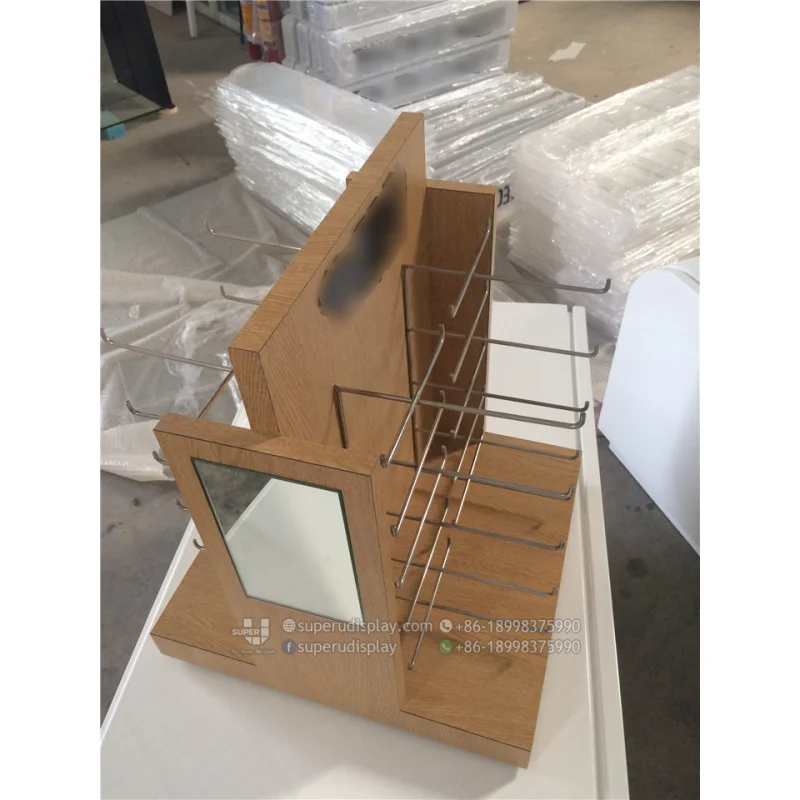 (customized)Optical Eyewear Counter Display Countertop Shop Fittings Sunglasses Counter Display Wood Glasses Display Stand