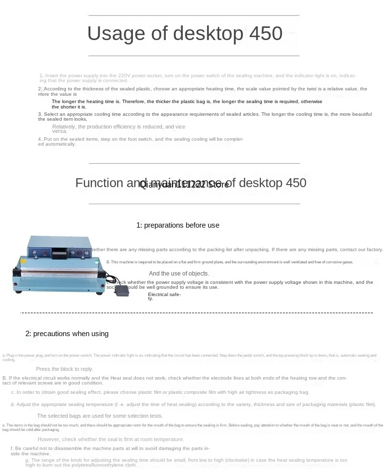 450 aluminum frame desktop semi-automatic sealing machine, foot sealing machine, plastic bag extension heating edge